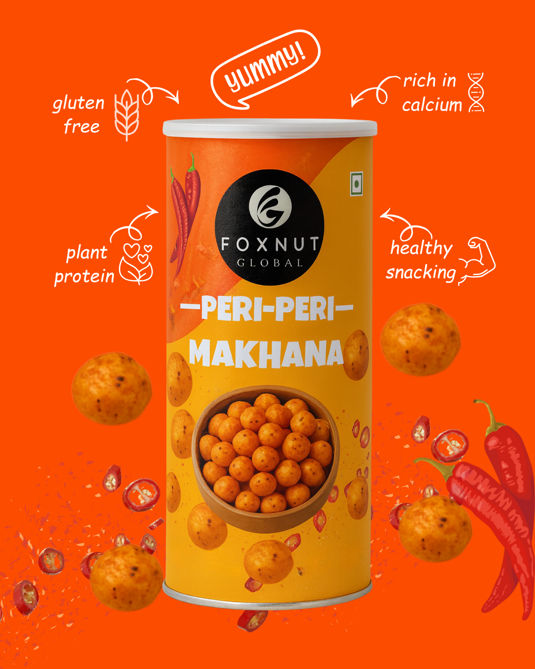 Peri Peri Makhana | 100g | Pack of 1 | by Foxnut Global